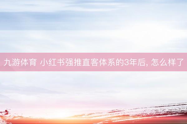九游体育 小红书强推直客体系的3年后， 怎么样了