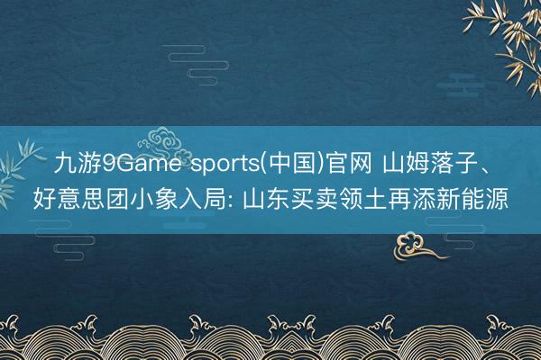 九游9Game sports(中国)官网 山姆落子、好意思团小象入局: 山东买卖领土再添新能源