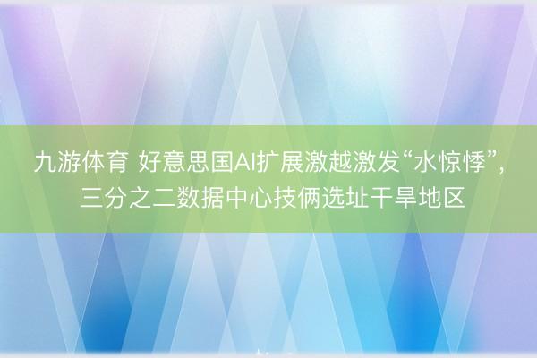 九游体育 好意思国AI扩展激越激发“水惊悸”， 三分之二数据中心技俩选址干旱地区