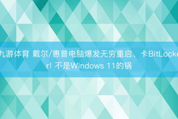 九游体育 戴尔/惠普电脑爆发无穷重启、卡BitLocker! 不是Windows 11的锅